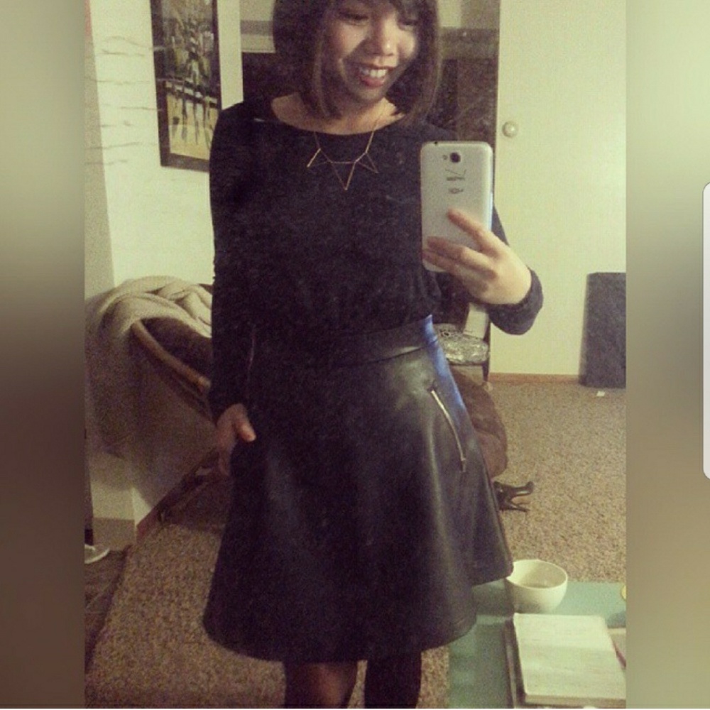 Navy blue leather skirt